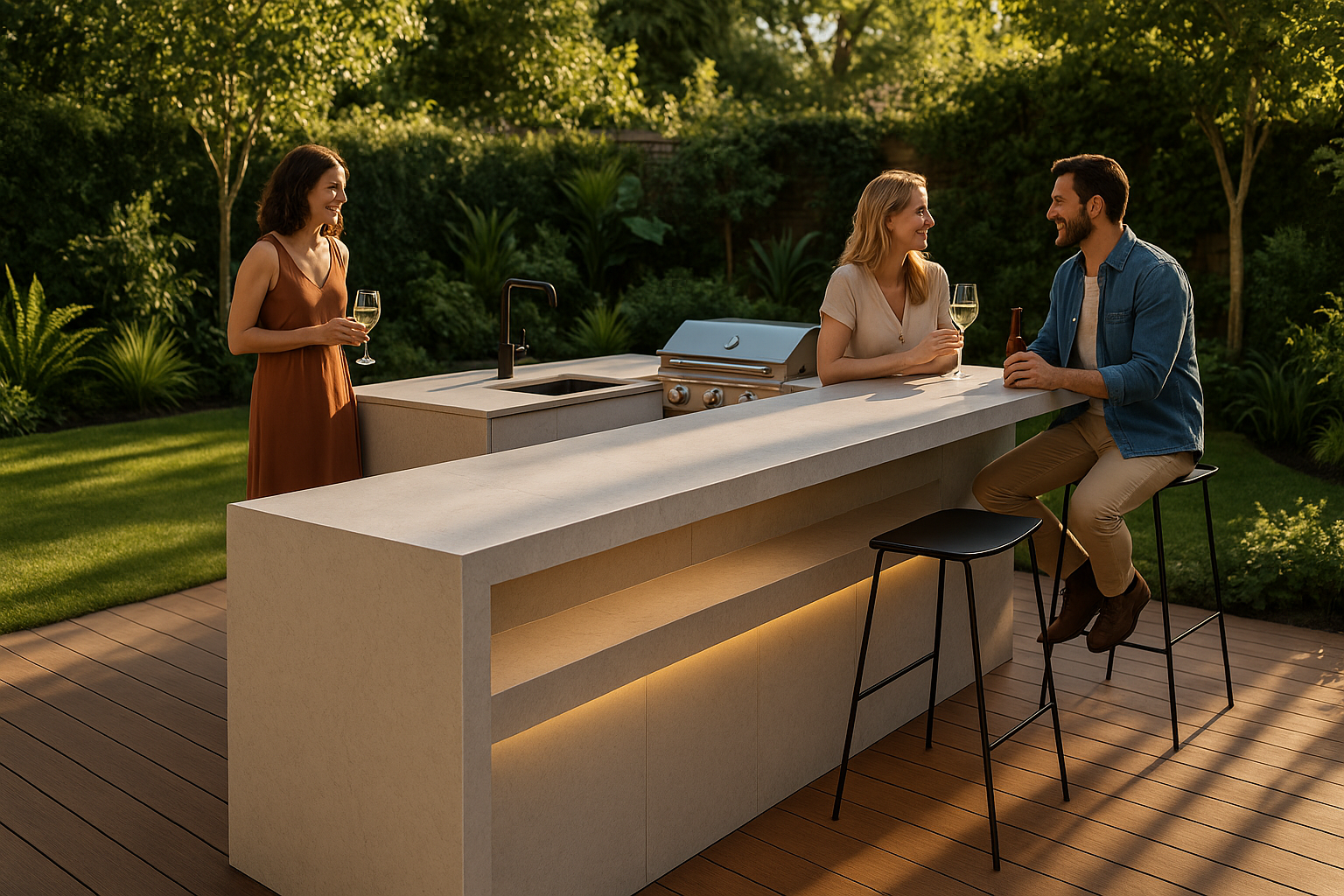 Outdoor kitchen worktops: durable style for your bar