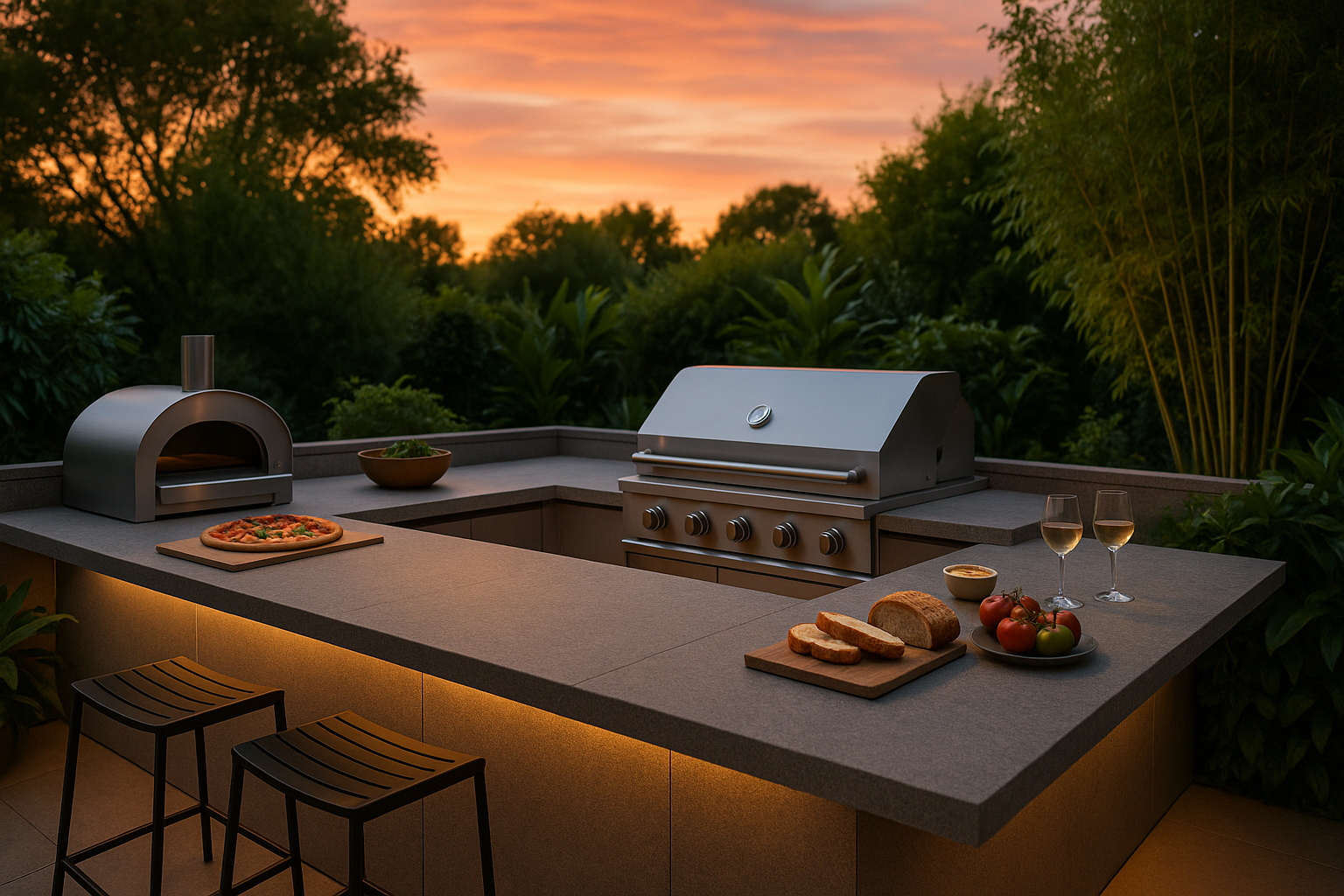Outdoor kitchen worktops: quartz vs porcelain, granite & more